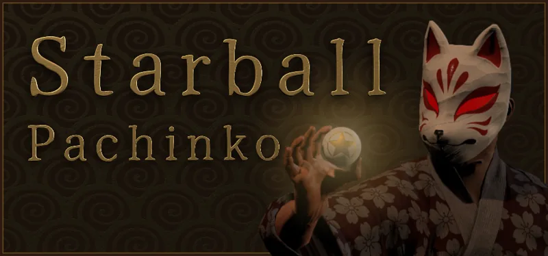 Header capsule: the fox-masked bartender and the Starball Pachinko title