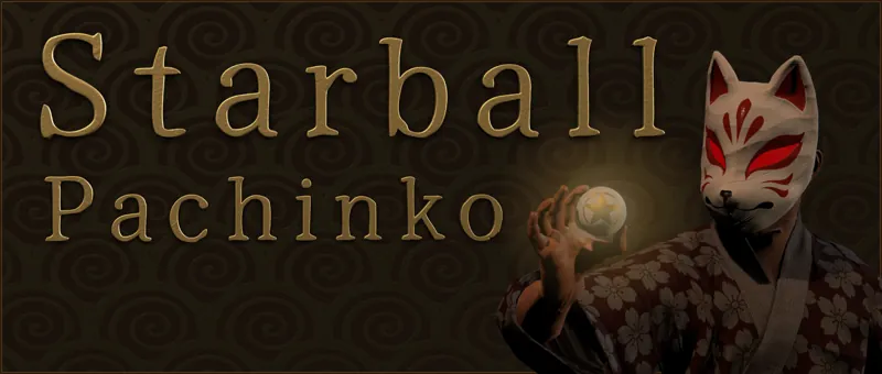 Key art: the fox-masked bartender beside the Starball Pachinko title