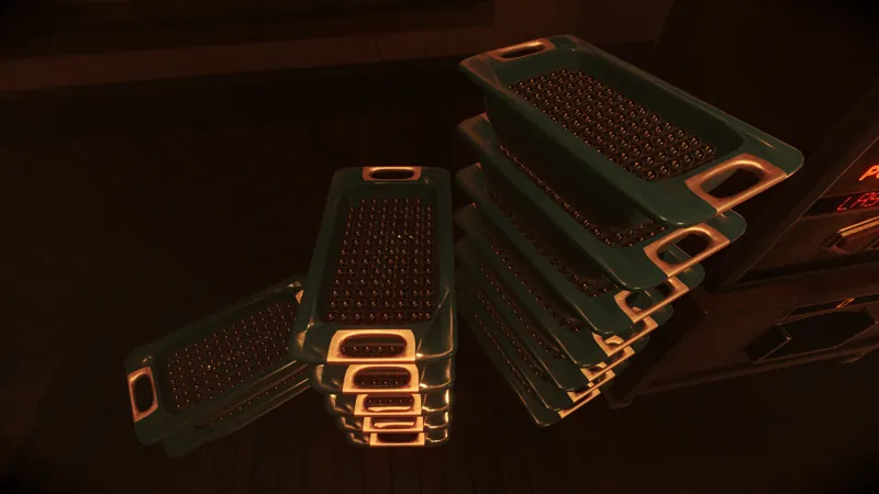 Payout trays stacked full of pachinko balls