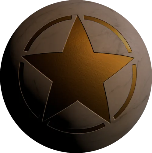A star ball: a marble ball with a gold star inlay